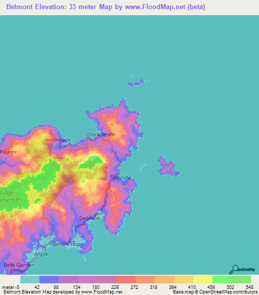 Belmont,Trinidad and Tobago Elevation Map