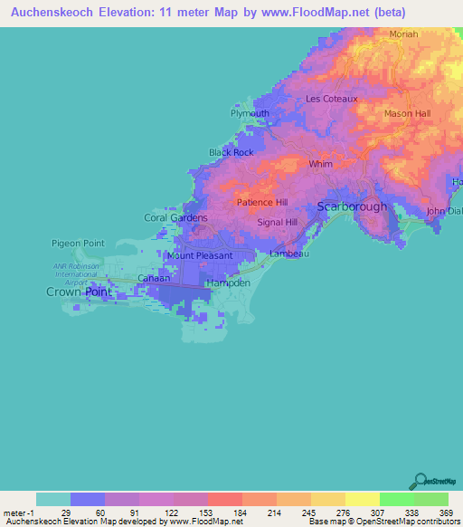 Auchenskeoch,Trinidad and Tobago Elevation Map