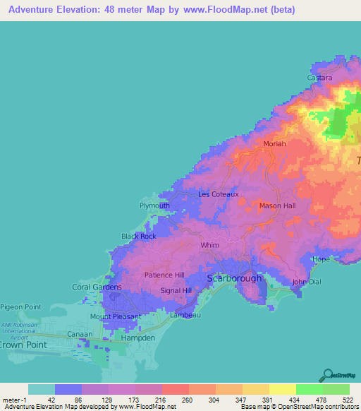 Adventure,Trinidad and Tobago Elevation Map
