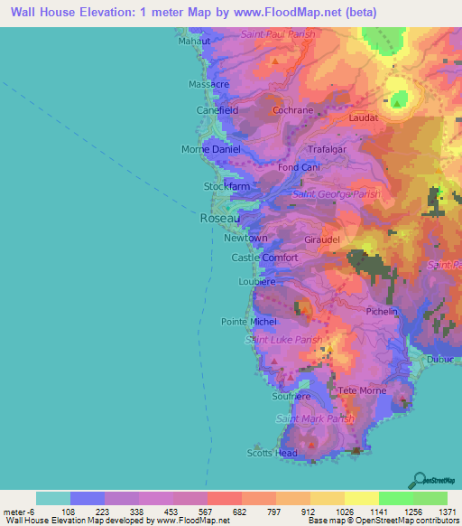 Wall House,Dominica Elevation Map