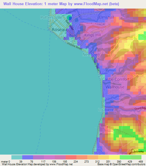 Wall House,Dominica Elevation Map