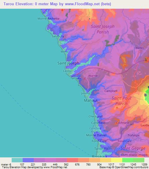 Tarou,Dominica Elevation Map