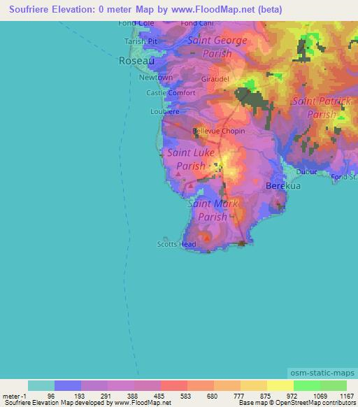 Soufriere,Dominica Elevation Map