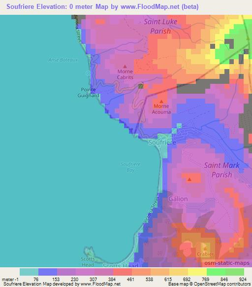 Soufriere,Dominica Elevation Map