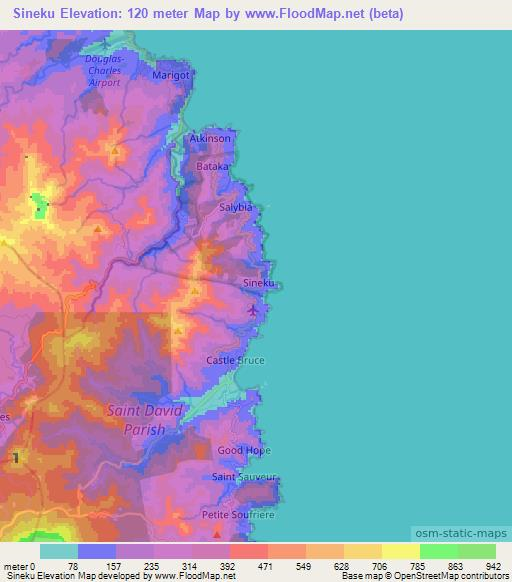 Sineku,Dominica Elevation Map