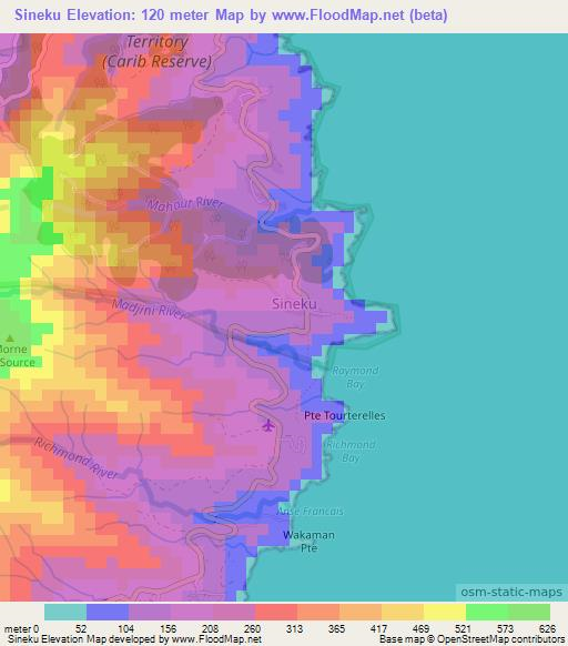 Sineku,Dominica Elevation Map