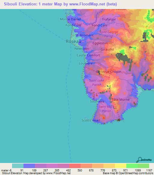 Sibouli,Dominica Elevation Map