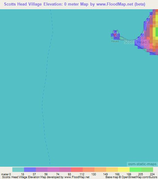 Scotts Head Village,Dominica Elevation Map