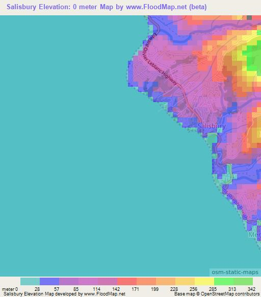 Salisbury,Dominica Elevation Map