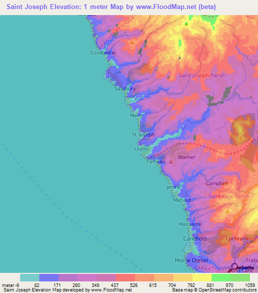 Saint Joseph,Dominica Elevation Map