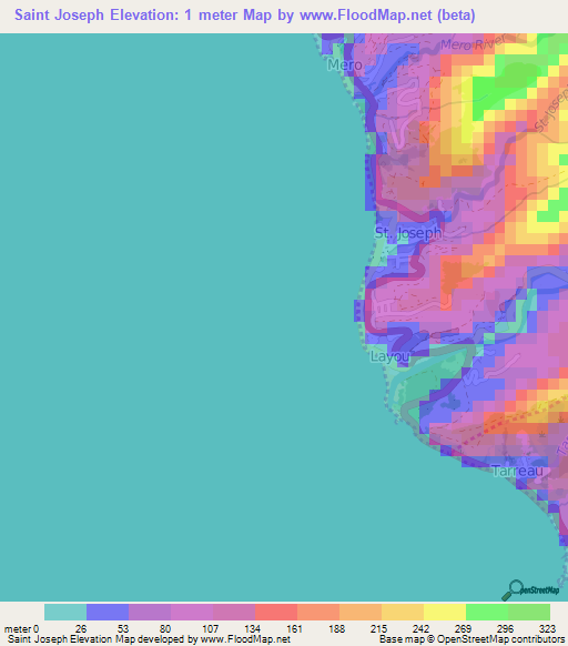 Saint Joseph,Dominica Elevation Map