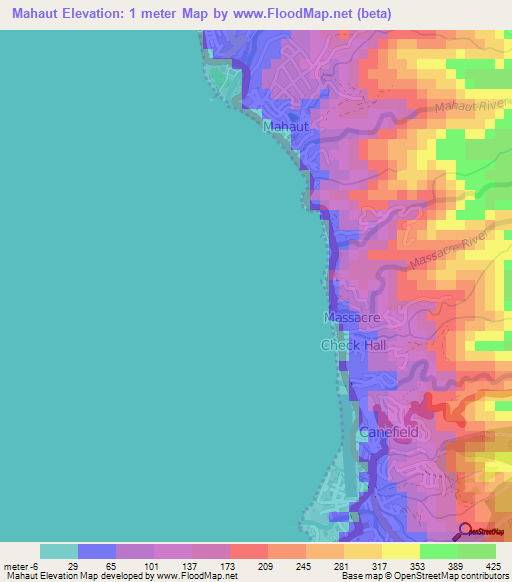 Mahaut,Dominica Elevation Map