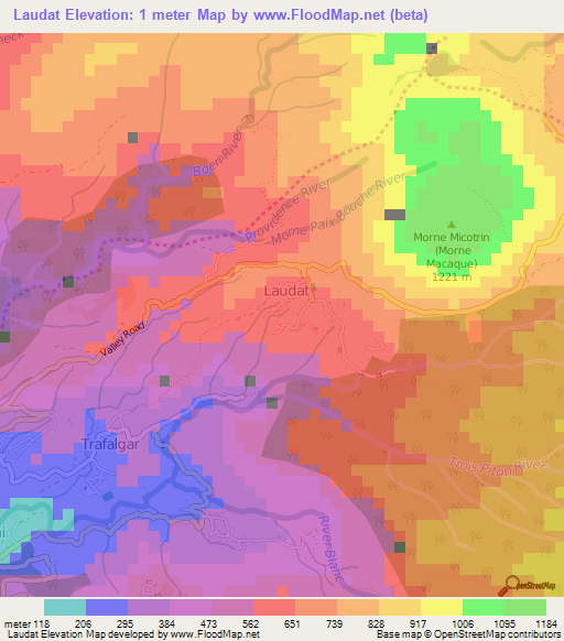 Laudat,Dominica Elevation Map