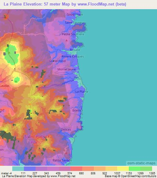 La Plaine,Dominica Elevation Map