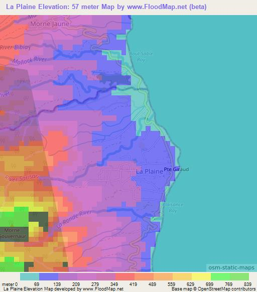 La Plaine,Dominica Elevation Map