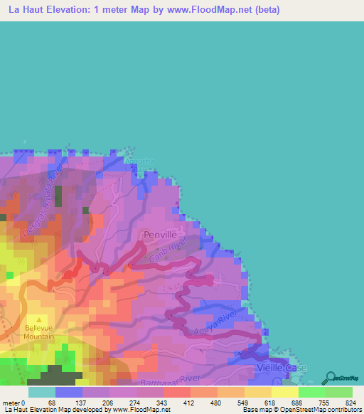 La Haut,Dominica Elevation Map
