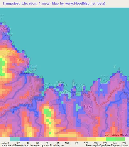 Hampstead,Dominica Elevation Map