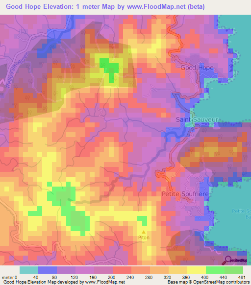 Good Hope,Dominica Elevation Map