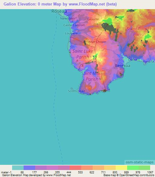 Galion,Dominica Elevation Map