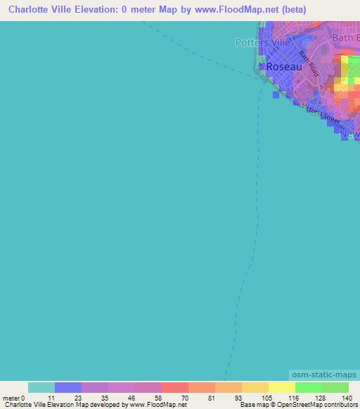 Charlotte Ville,Dominica Elevation Map