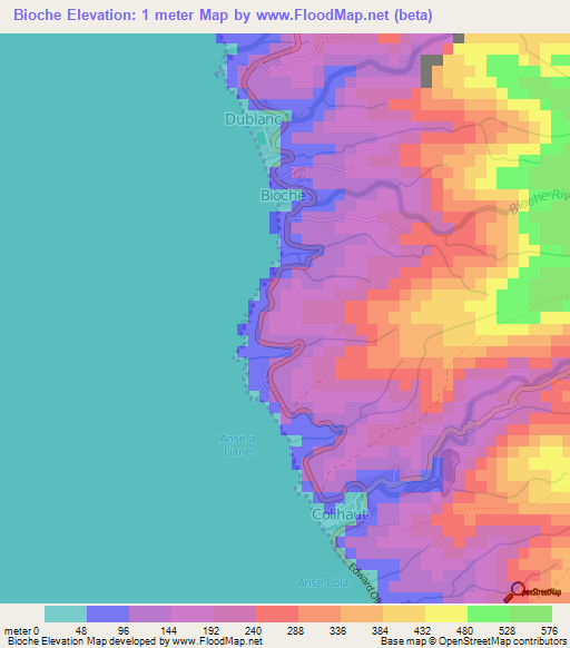 Bioche,Dominica Elevation Map