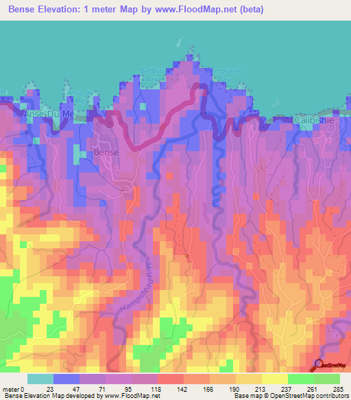 Bense,Dominica Elevation Map