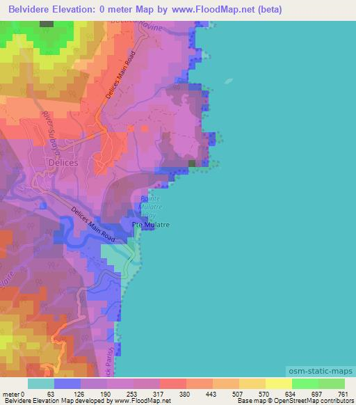 Belvidere,Dominica Elevation Map