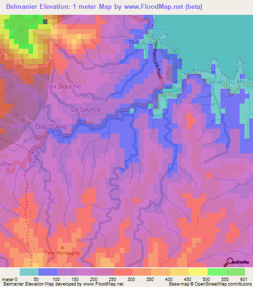 Belmanier,Dominica Elevation Map