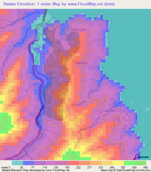 Bataka,Dominica Elevation Map