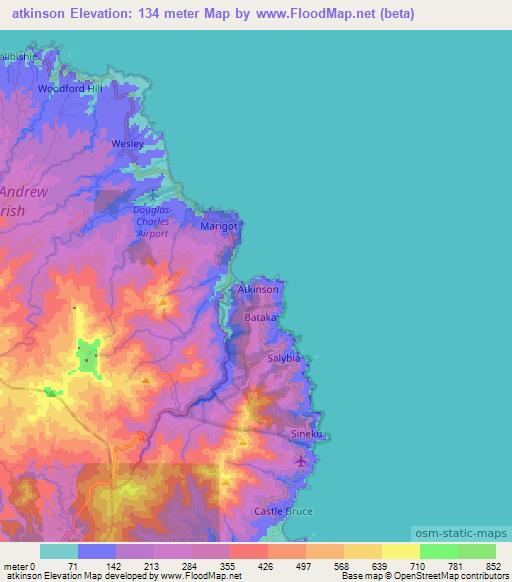 atkinson,Dominica Elevation Map