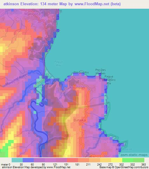 atkinson,Dominica Elevation Map
