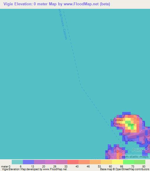 Vigie,Saint Lucia Elevation Map