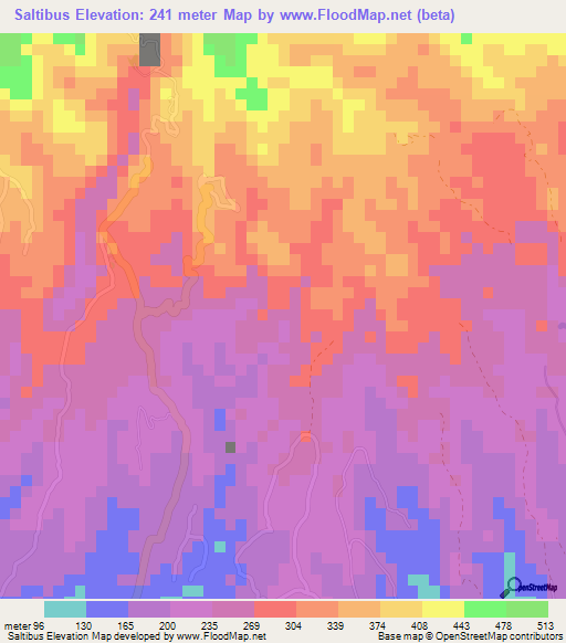 Saltibus,Saint Lucia Elevation Map