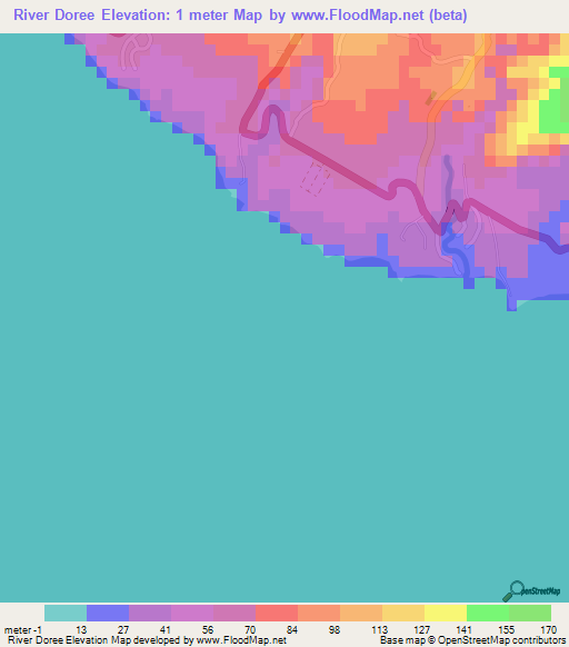 River Doree,Saint Lucia Elevation Map