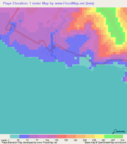 Piaye,Saint Lucia Elevation Map