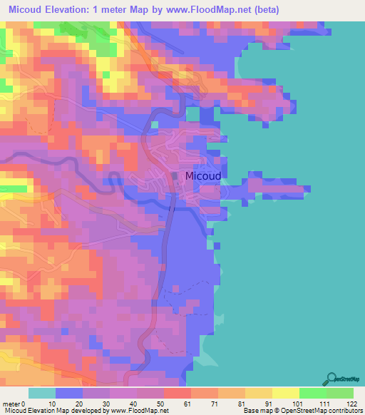 Micoud,Saint Lucia Elevation Map