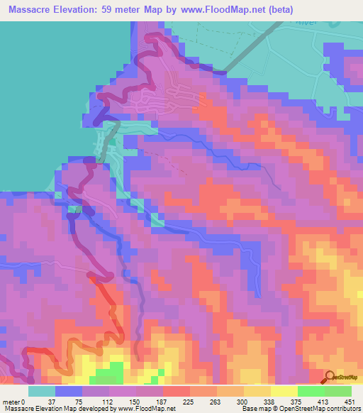 Massacre,Saint Lucia Elevation Map