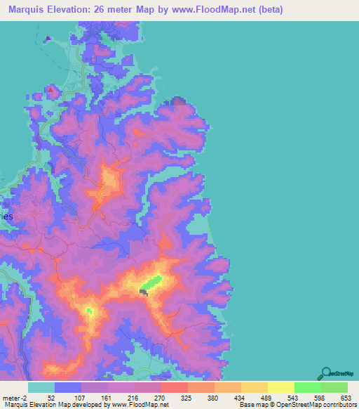 Marquis,Saint Lucia Elevation Map