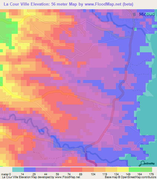 La Cour Ville,Saint Lucia Elevation Map
