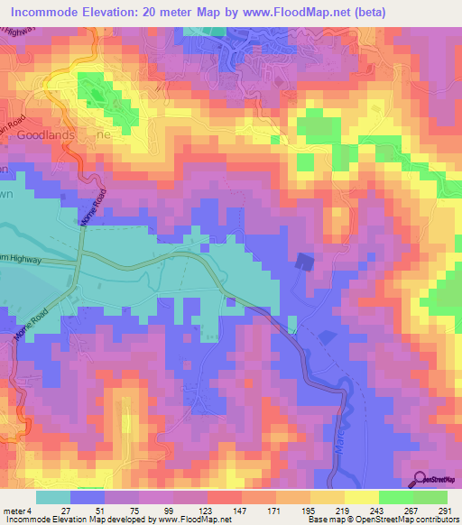 Incommode,Saint Lucia Elevation Map