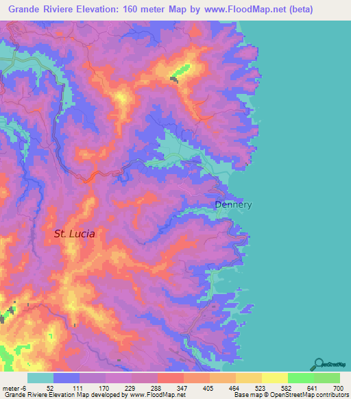 Grande Riviere,Saint Lucia Elevation Map