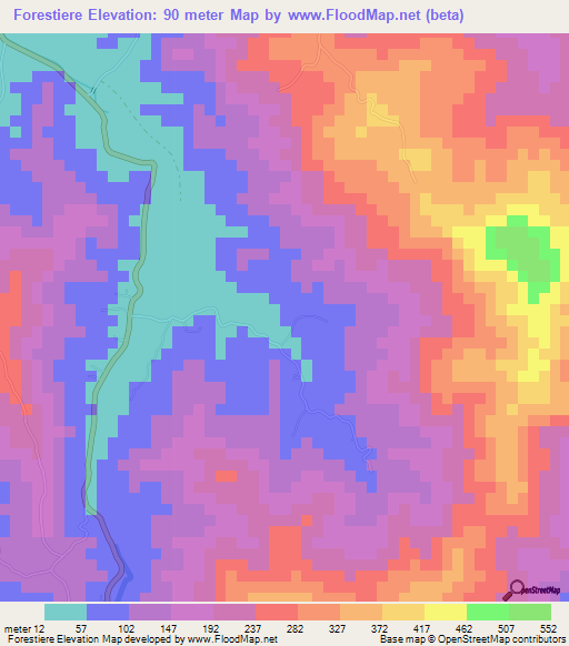 Forestiere,Saint Lucia Elevation Map