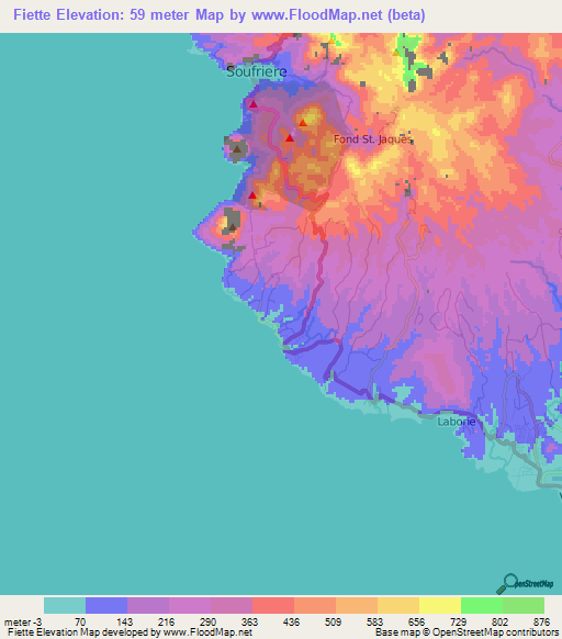 Fiette,Saint Lucia Elevation Map