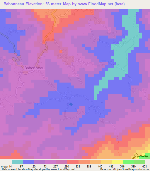 Babonneau,Saint Lucia Elevation Map