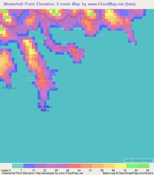 Westerhall Point,Grenada Elevation Map