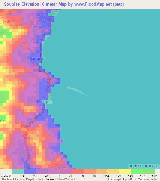 Soubise,Grenada Elevation Map