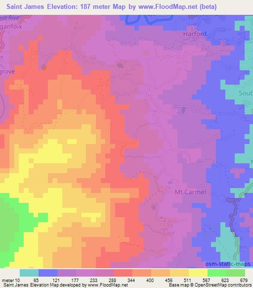 Saint James,Grenada Elevation Map