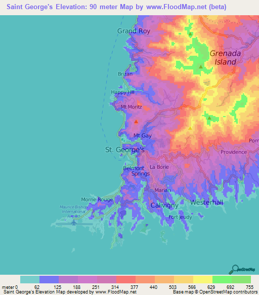 Saint George's,Grenada Elevation Map