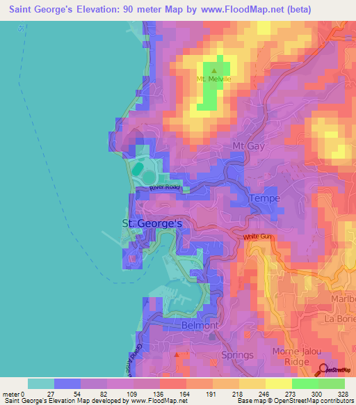 Saint George's,Grenada Elevation Map