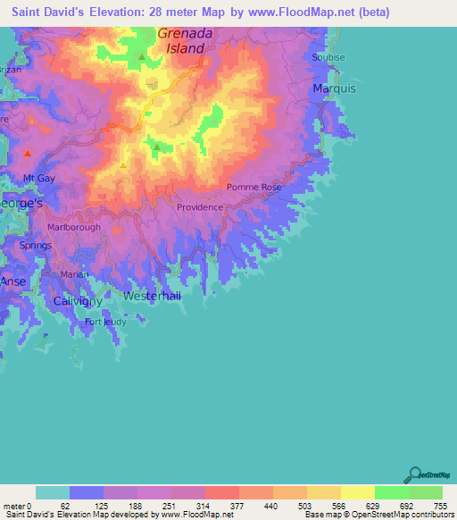Saint David's,Grenada Elevation Map
